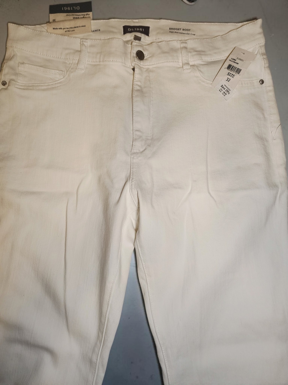DL1961 Bridget Boot High Rise Crop Jeans White 32